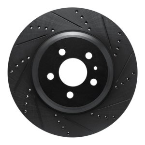 Tesla Model 3 Brake Rotor (1) - Rear Right - R1 Concepts - Drilled & Slotted - Black - `17-`25